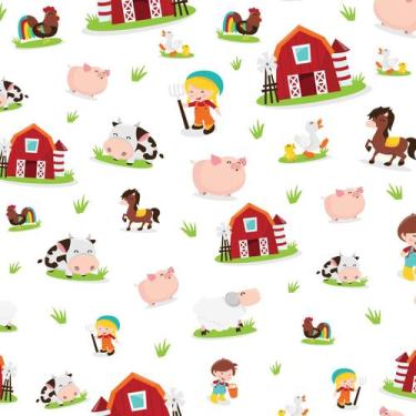 Imagem de Papel de Parede Animais Fazenda Baby Infantil 57x270cm - Quartinhos