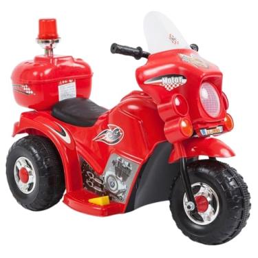 Imagem de Mini Moto Elétrica 6v Polícia Menina Com Luz Som E Baú (Vermelho)