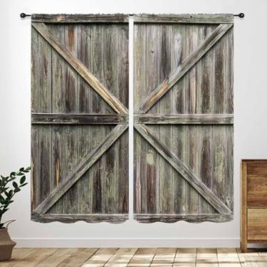 Imagem de Cortinas de madeira para cozinha de fazenda, rural vintage, fazenda de madeira, tábua de garagem antiga, campo, aldeia ocidental, cortinas de tratamento de janela para quarto, sala de estar, 2 painéis