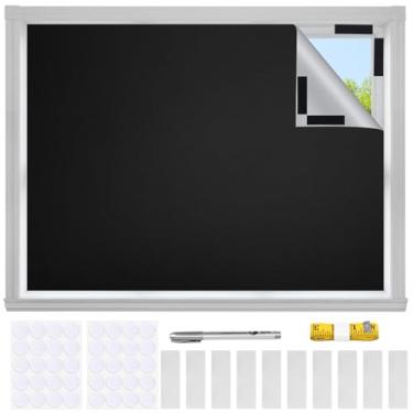 Imagem de Cortinas blackout para quarto, 199,9 cm x 144,8 cm Portáteis 100% Blackout Blinds, sem broca, capa de janela preta, cortada em qualquer tamanho, película temporária de janela para casa bebê berçário