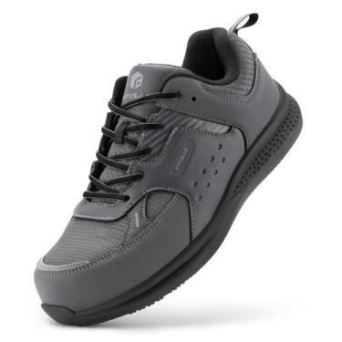 Imagem de Sapatos FitVille Extra Wide Steel Toe Impermeável em Couro Masculino
