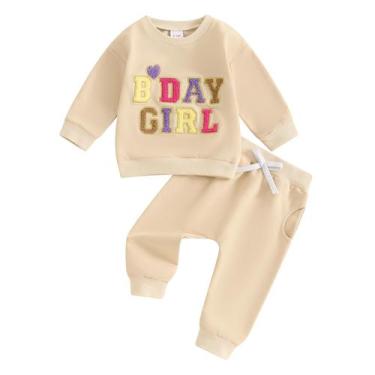 Imagem de Roupa: moletom e calça bordados SAYOO Baby Birthday Girl