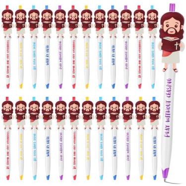 Imagem de Canetas Christian Jesus CroBlissful, 24 unidades, 15 cm, multicolorida