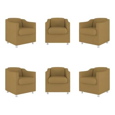 Imagem de Kit 06 Poltronas Tilla Consultório Recepção Sala Suede Balaqui Decor Cor:capuccino