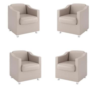Imagem de Kit 4 Poltronas Decorativas Tilla Tecido Sintético