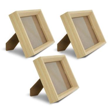 Imagem de Kit com 3 Porta Retratos para Fotos 21x30cm com Moldura de Madeira para Casa Escritório Hall