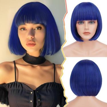 Imagem de Peruca BARSDAR Blue 12" Short Bob com franja sintética