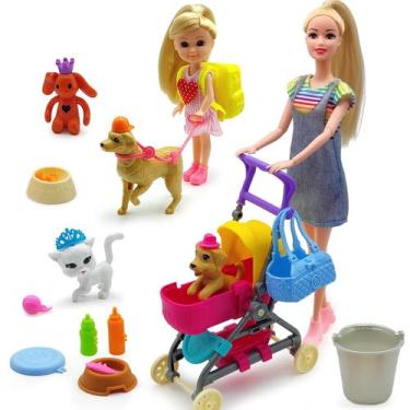Imagem de Conjunto de brinquedos para bonecas DSHMIXIA com carrinho de bebê tran