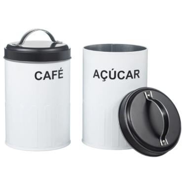 Imagem de Kit 2 Potes Para Cozinha Conjuto Mantimentos Cafe e Açucar