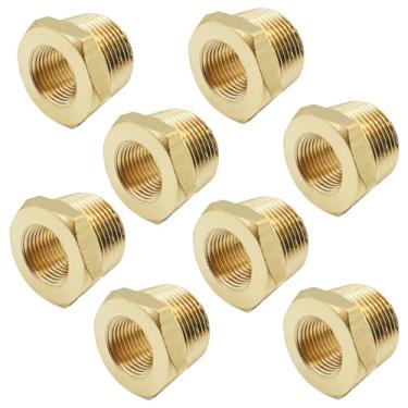 Imagem de AQUADIAI Bucha sextavada redutora de encaixe de tubo de latão 1/2 NPT macho x 1/4 NPT fêmea (pacote com 8)
