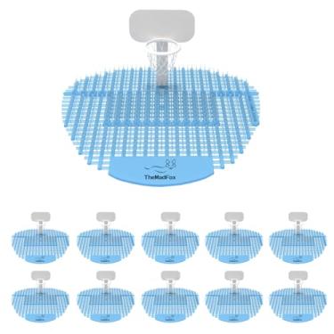 Imagem de TheMadFox Desodorizador de tela de mictório pacote com 10, bolos de mictório antirespingos com aroma de brisa do oceano de longa duração, telas de urinol de campo de basquete para homens, banheiro