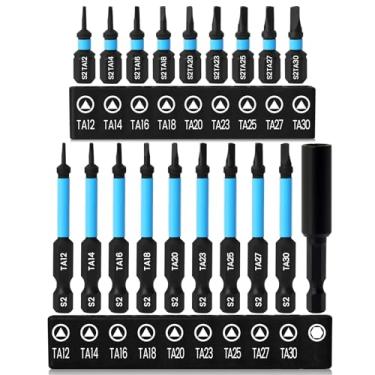 Imagem de Pontas de chave de fenda triangulares, 19 peças, conjunto de pontas de chave de fenda triangulares de aço S2 de 25 mm e 60 mm, pontas triangulares de segurança com haste hexagonal de 6 mm e suporte de