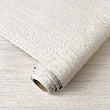 Imagem de Papel de parede bege em tecido de papel de parede com textura de 39,9 cm x 1,198 cm papel de contato com textura autoadesivo country papel de parede de linho falso para paredes de cômodos, armários
