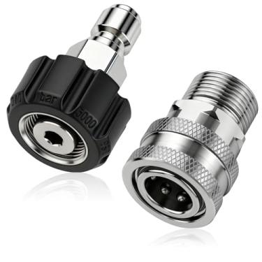 Imagem de Senlinyu 2 peças de adaptador de conexão rápida para lavadora de pressão, acoplador de conexão rápida M22 de 14 mm a 3/20.3 cm para bomba de mangueira de alta pressão (M22-15 mm a 3/20.3 cm)