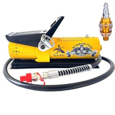 Imagem de Bomba hidráulica de ar 0,45 Gal 10.000 PSI Reservatório NPT 3/20.3 cm Saída de óleo, NPT 1/10.2 cm de entrada, bomba de pé hidráulica de ar feita de alumínio com lubrificador de linha de ar, amarelo