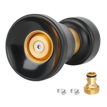 Imagem de Iniscape Bocal de mangueira de incêndio de alta pressão ajustável de latão resistente Bocal de mangueira de jardim ideal para lavagem de carro, irrigação de jardim, limpeza de piso com conector (um