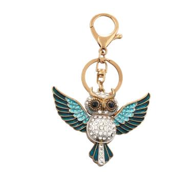 Imagem de Chaveiro Crystal Owl com asas de strass azul para mulheres