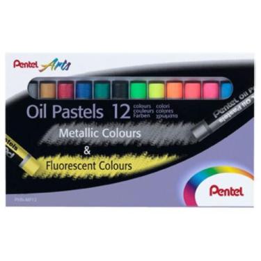 Imagem de Giz Pastel Oleoso 12 Cores Metálicas e Fluorescentes PENTEL