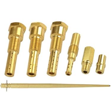 Imagem de Zovylks Kit de reparo de carburador de 7 peças, tubo atomizador de 8/16/30 furos, bocal e agulha de óleo - Jato principal de latão nº 140, jato piloto 38# compatível com JJH/DGL, Sudco, Keihin, PWK