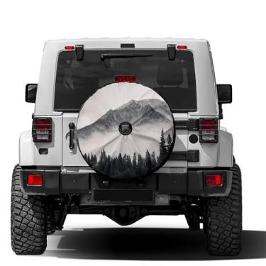 Imagem de Dujiea Capa Para Pneu Sobressalente Foggy Mountains Com Furo Câmera De Ré, Protetores Roda Universais Jipe, Trailer, Van, Suv, Caminhão, Trailer E Muitos Veículos 17 Polegadas