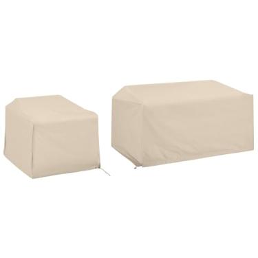 Imagem de Crosley Furniture Capas de móveis de pátio, à prova d'água, conjunto de capas de 2 peças para cadeira de exterior e namoradeira, caramelo