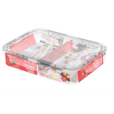 Imagem de Porta Frios Transparente com Divisória e Tampa com 4 Travas 1,75 litros