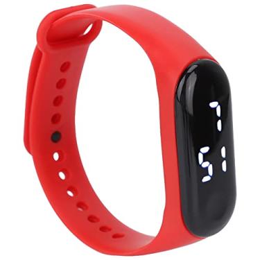 Imagem de Generic Relógio Digital LED Elegante Com Pulseira de Silicone Relógio Esportivo para Correr, Viajar, Caminhar Adequado para Estudantes Display de Luz Branca Movimento Eletrônico de Espelho de Plástico (Branco)