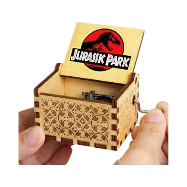 Imagem de Caixa De Música De Madeira Jurassic Park Com Manivela, Brinquedo De Aç