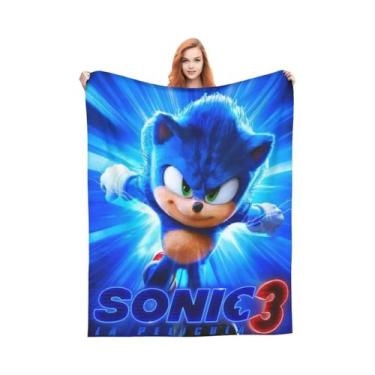 Imagem de Manta Macia E Quente Com Estampa De Sonics, Cobertor Decorativo Para V