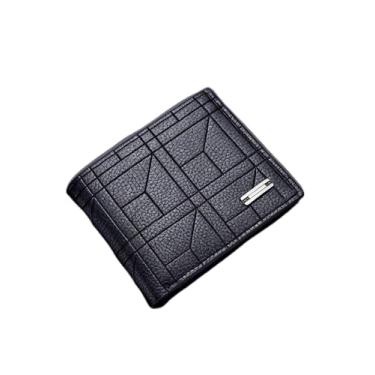 Imagem de Carteira masculina de couro fina e curta, vários compartimentos para cartões, carteira casual macia para homens