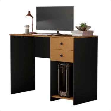 Imagem de Escrivaninha para Computador Gamer com 2 Gavetas e Suporte para CPU – Mesa de Escritório Compacta para Home Office e Estudo(Preto/Nature)