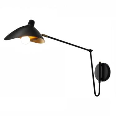 Imagem de Arandelas de parede vintage ajustáveis luzes de parede giratórias 350° braço flexível lâmpadas de leitura giratórias metal braço longo lâmpada de parede para quarto sala de estar escritório corredor