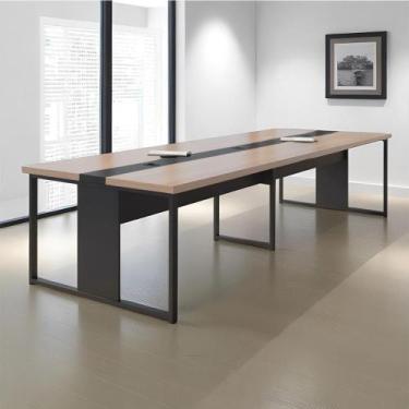 Imagem de Mesa de Reunião Premium Escritório 3,60m 8 Lugares - CasaH, Nogueira e