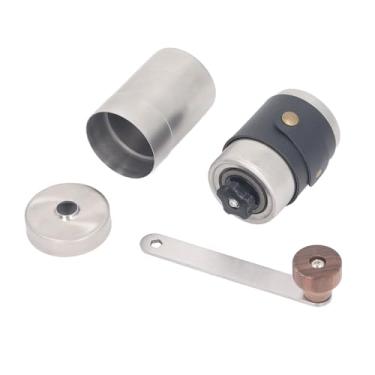 Imagem de Oubit Moedor de café manual de aço inoxidável, portátil, moedor de grãos de café com estojo de couro PU para casa gotejamento café prensa francesa (preto)