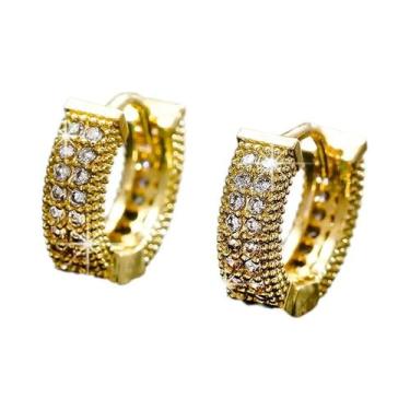 Imagem de Brincos De Argola De Zircônia Cubica Verde Moda Hip Hop Círculo Joias 