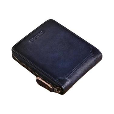 Imagem de Carteira Masculina De Couro Genuíno 2024 Com Zíper, Porta-Cartões Curt