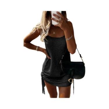 Imagem de Vestido Mini De Tricô Sem Mangas Com Alças Finas Para Mulheres, Vestid