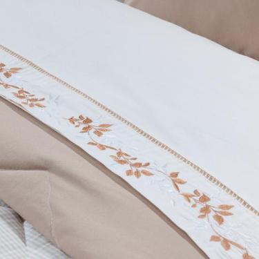 Imagem de Jogo de Lençol Roupa de Cama Casal Queen Londres Bordado Percal 200 Fi