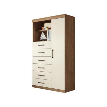 Imagem de Multi Comoda Maraba 1 Porta 6 Gavetas Jatoba Areia Santos Andira