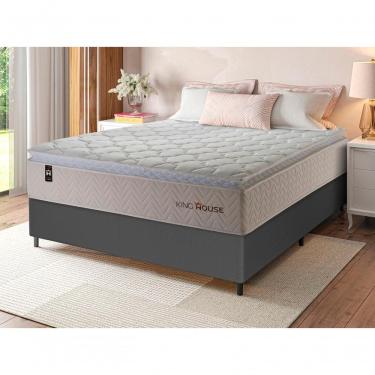 Imagem de Cama Box Molas Ensacadas Roma Casal 138x188 Cinza King House