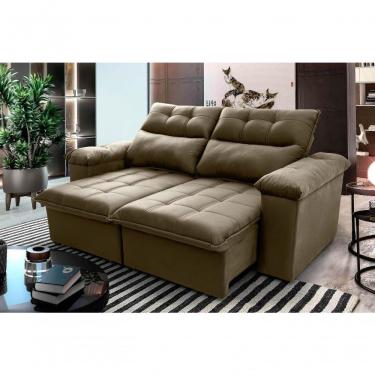 Imagem de Sofá Retrátil Reclinável Verona 1,80m Suede Velut Bege Molas No Assento - King House