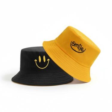 Imagem de Chapéu Bucket Hat Smile Dupla Face  Algodão Premium Reversível  Luke S