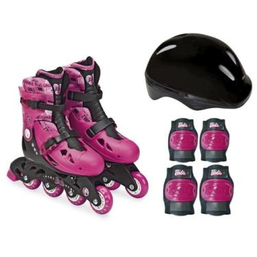 Imagem de Patins Ajustavel - Barbie - Com acessorios de seguranca - 33 ao 36 BAR