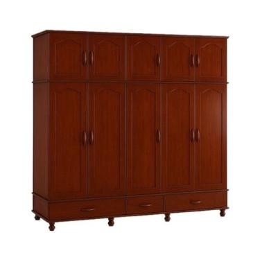 Imagem de Guarda Roupa Casal 10 Portas New 1050 Mogno Brilhante - Dômus Móveis
