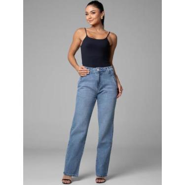 Imagem de Calça Feminina Reta Sawary 281354, Azul, Claro, 42
