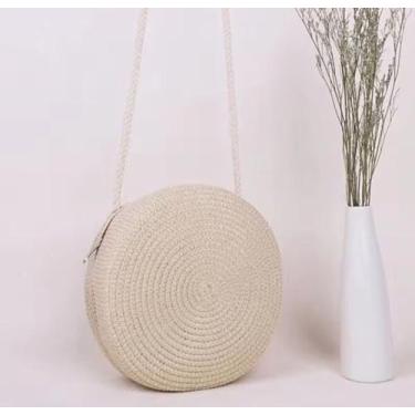 Imagem de bolsa feminina transversal palha pequena redonda casual - Sem marca, B