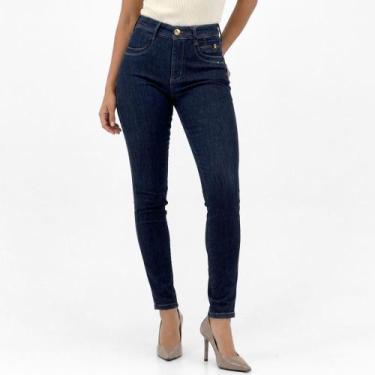 Imagem de Calça Detox Jeans Skinny Chapa Barriga Feminina, 38, Jeans escuro