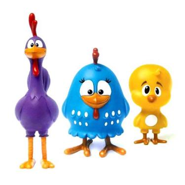 Imagem de Coleção 3 Bonecos Galinha Pintadinha Pintinho Amarelinho Galo p/ bebês