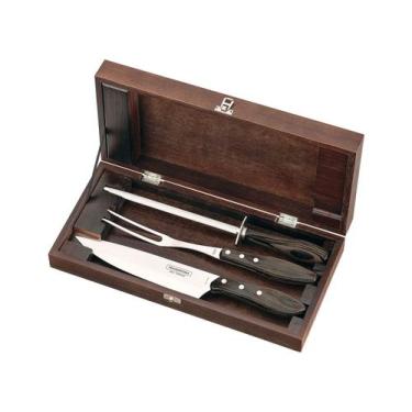 Imagem de Kit de Churrasco 4 Peças Tramontina - Polywood 21198/964, Castanho, 4