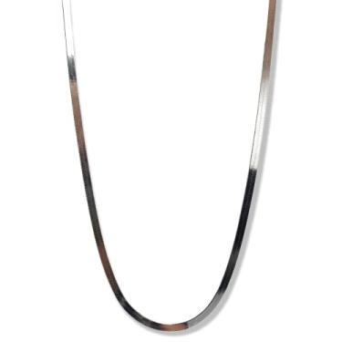 Imagem de Gargantilha Choker Laminada Corrente Colar Prata De Lei 925 40cm